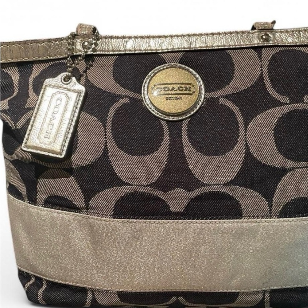 Coach Signature Denim Bag in silver and denim - Picture 1 of 8
